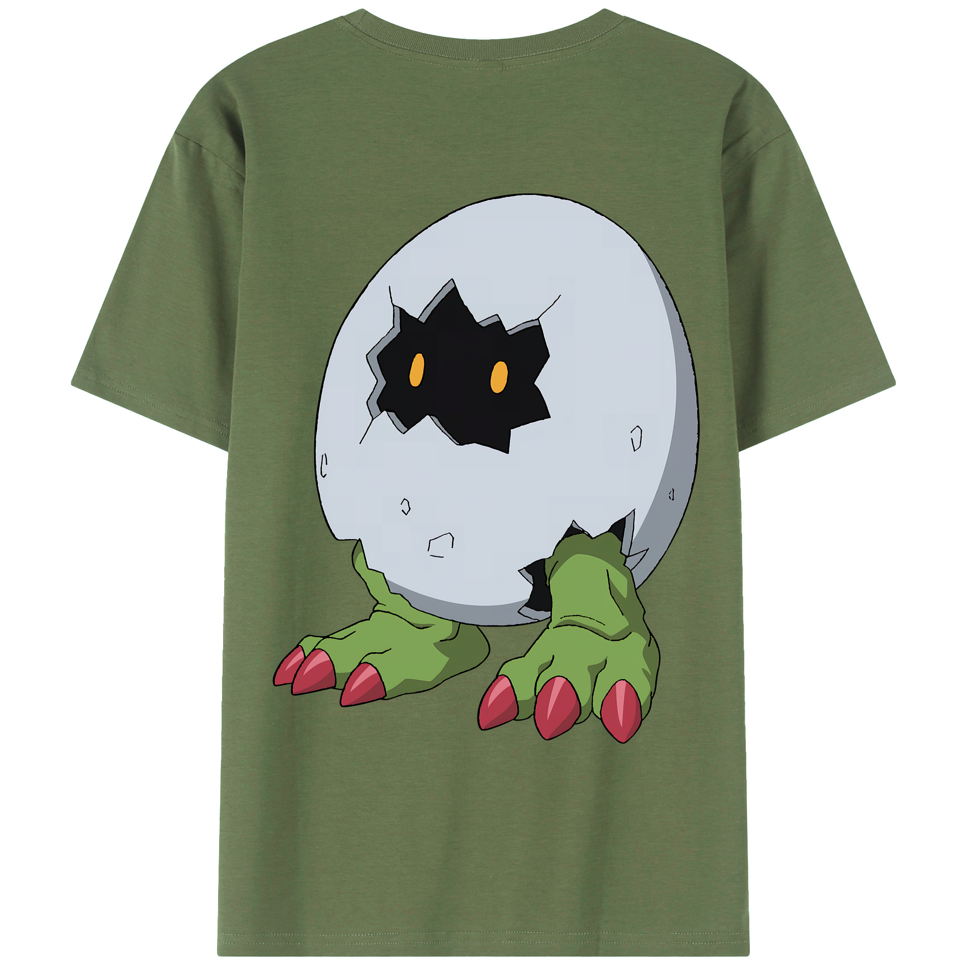 （画像用） Digimon デジタルモンスター/デジモン 綿100％ メンズ半袖Tシャツ（バックプリント） 通気性